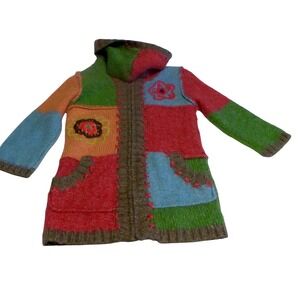 Mimi & Maggie Girls Patchwork Knit Hooded Cardigan Sweater Floral Multi-Color 4